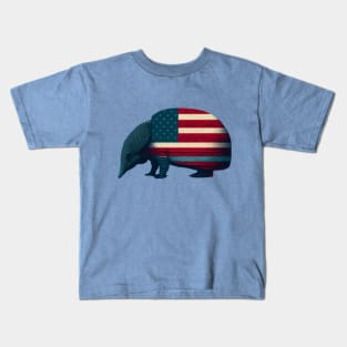 armadillo, symbol of Texas, in the colors of the American flag Kids T-Shirt